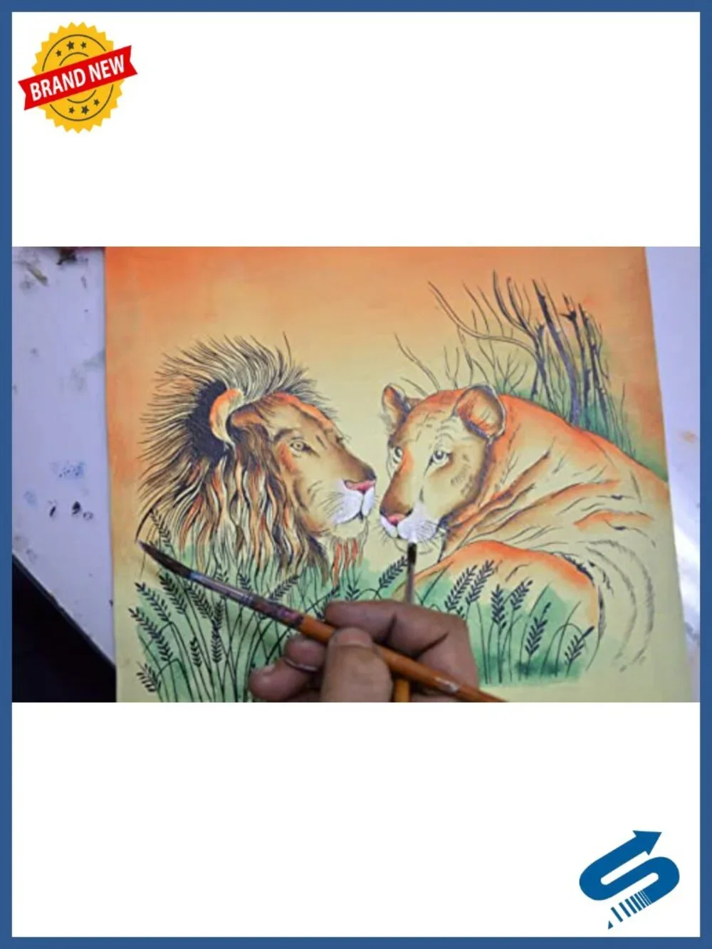 Hand Painted Genuine Leather Credit Card Case, Lion Art